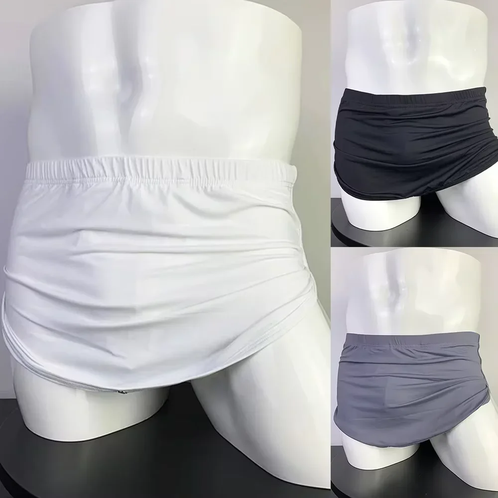 Detachable Liner Mens Ice Silk Aro Shorts Low‑rise Comfortable Home Lounge Casual Male Underpants