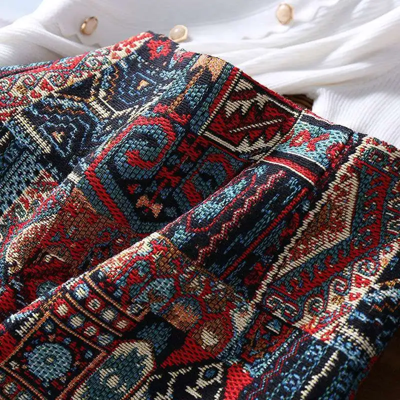 National wind skirt women's spring and summer new literary retro embroidery high waist hip skirt one-step A-shaped skirt