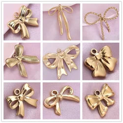 10pcs/Lot Wholesale Girl Pendant Bow Stainless Steel Charm Diy Jewelry Making Supplies Women Accessories Handmade Earrings Bulk