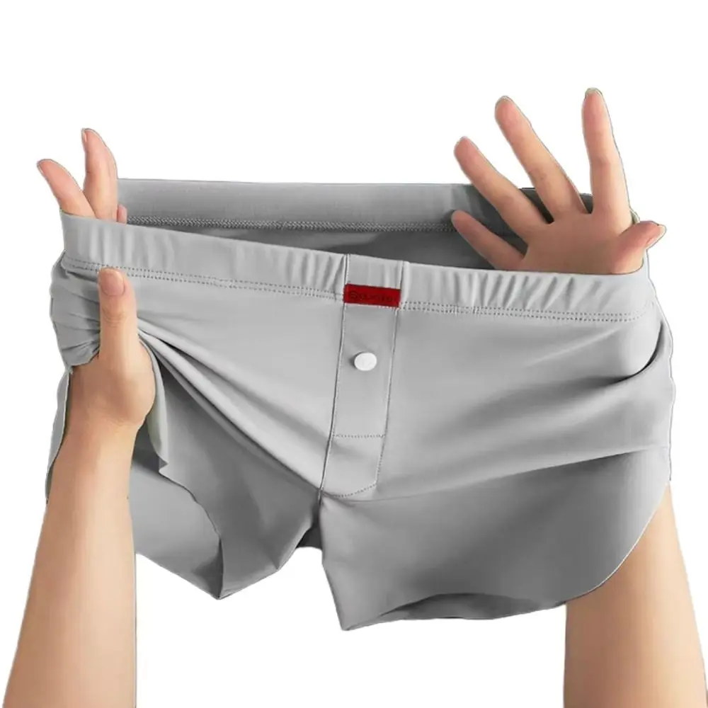 سراويل داخلية فضفاضة وبسيطة بلون سادة وملمس رائع بدون خياطة ملابس داخلية رفيعة من الحرير الجليدي للأولاد