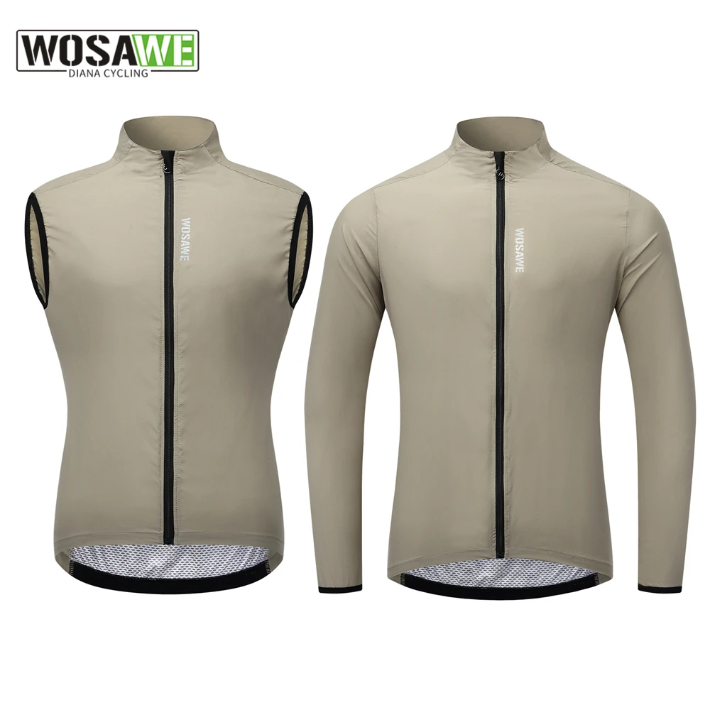 

WOSAWE Men's Cycling Windbreaker Jacket Packable Windproof Water Resistant Long Sleeve Jersey Coat for Cycling Jogging Hiking