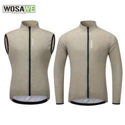 WOSAWE Herren-Fahrrad-Windjacke, verstaubar, winddicht, wasserabweisend, langärmelig, Jersey-Mantel für Radfahren, Joggen, Wandern