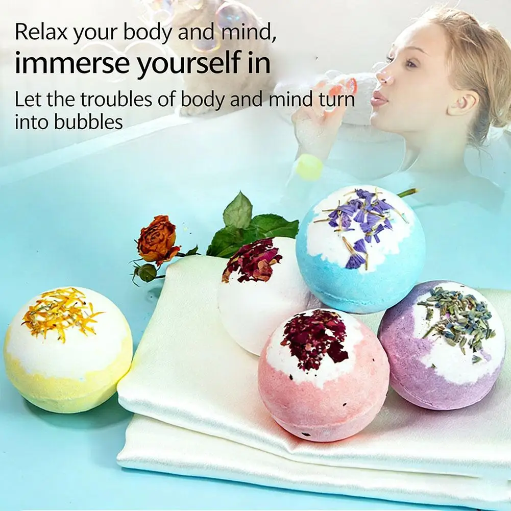 4 styles Shower Bath Salt Ball Dried Flower Ease Tension Natural Essential Oil Bubble Bouncy Explosion Bath Ball Clean Bathtub