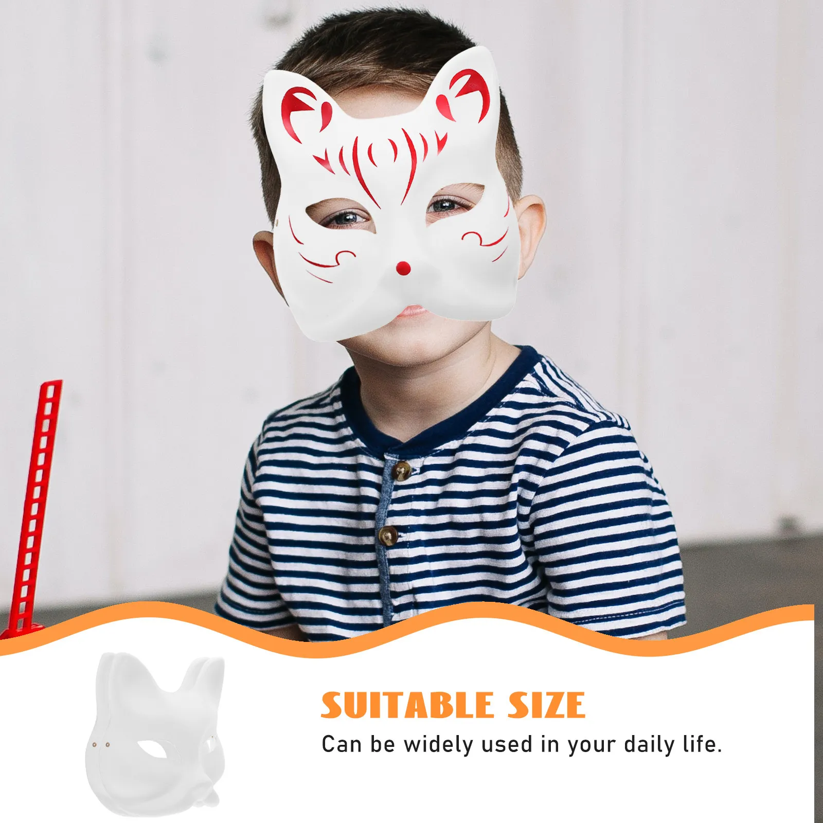2Pcs White Unpainted Fox Mask Lightweight Comfortable DIY Blank Mask for Masquerade Ball Prom Halloween Costume Party Decor