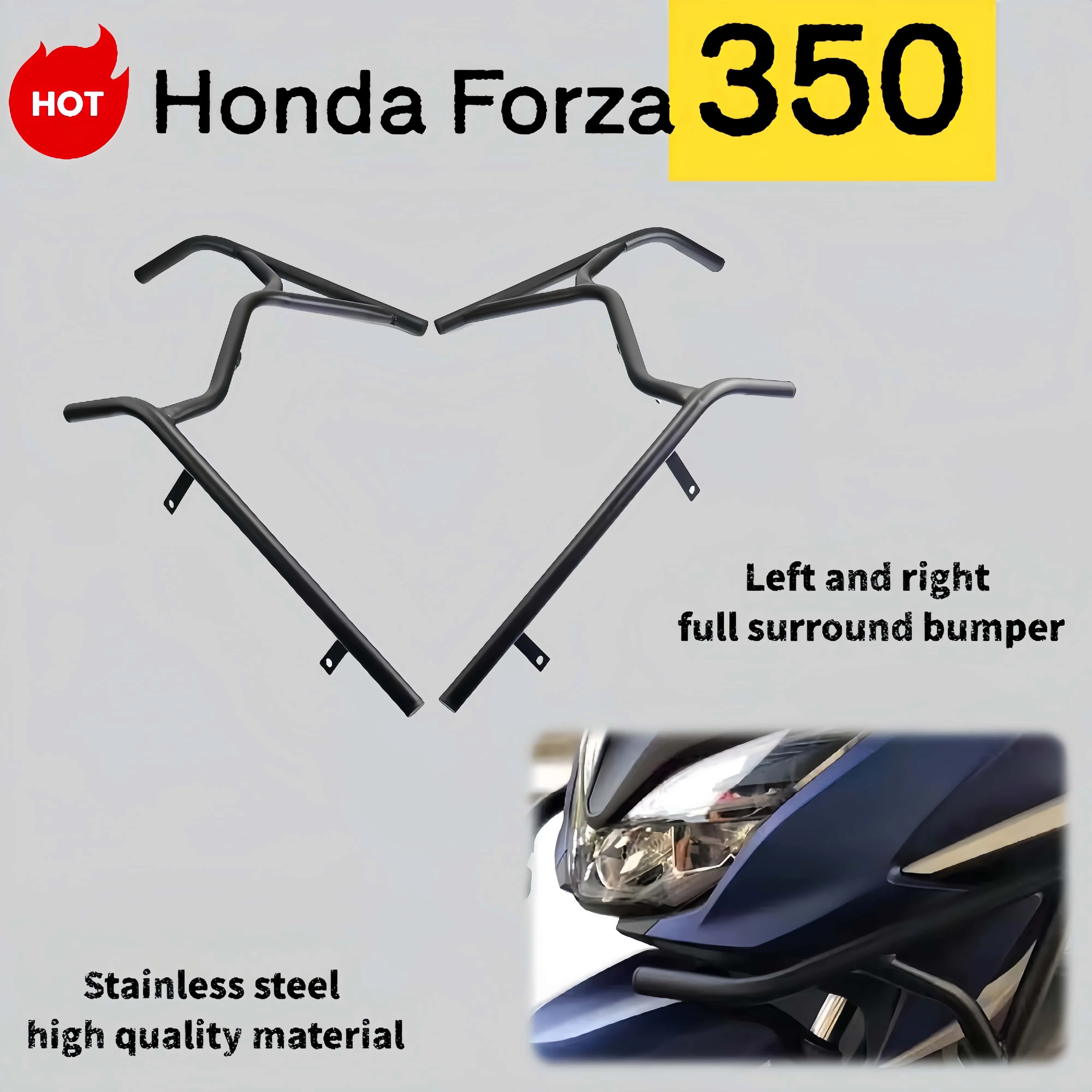For Honda FORZA 350 - Fully surrounded left and right bumpers - Stainless steel - Forza 350 - Anti-fall protection bar