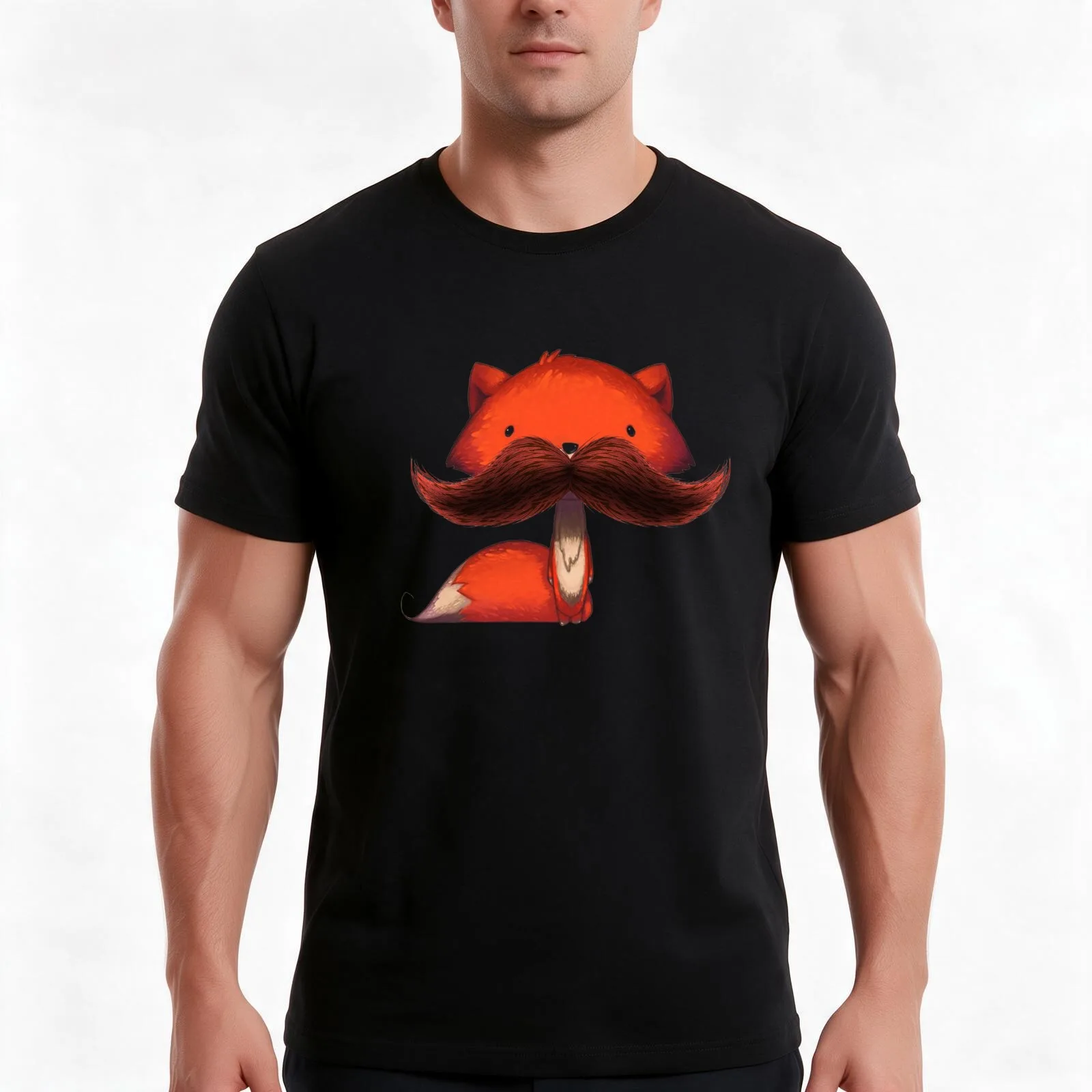 redish mustache of the fox T-Shirt Summer Casual Cotton Tee Oversized Streetwear Tops Vintage Graphic Print Unisex Men Women