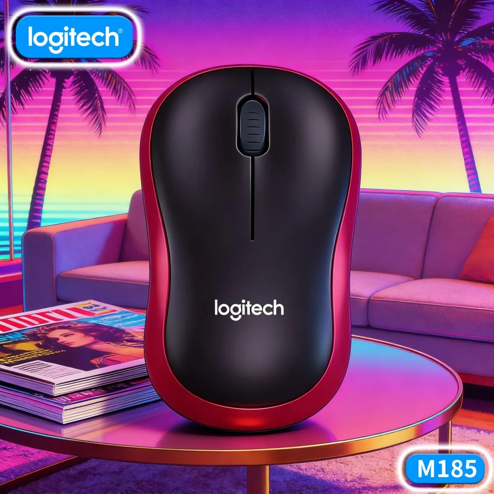 Logitech M185 Wireless Mouse With Smooth Scrolling 3 Buttons Design 1000 DPI 2.4Ghz 10M Range 12-Month Battery Life Office Tool