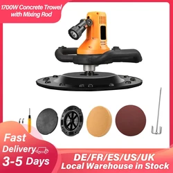 1700W Electric Concrete Cement Mortar Trowel Wall Smoothing Polishing Machine with Mixing Rod 1-6 Speed Adjustment AC 110V/220V