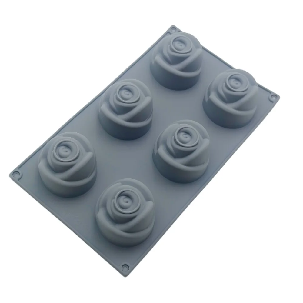

Hot Selling 6 Hole Rose Flower Shape Silicone Mousse Cake Mold DIY French Dessert Mould Jelly Pudding Handmade Soap Baking Tools