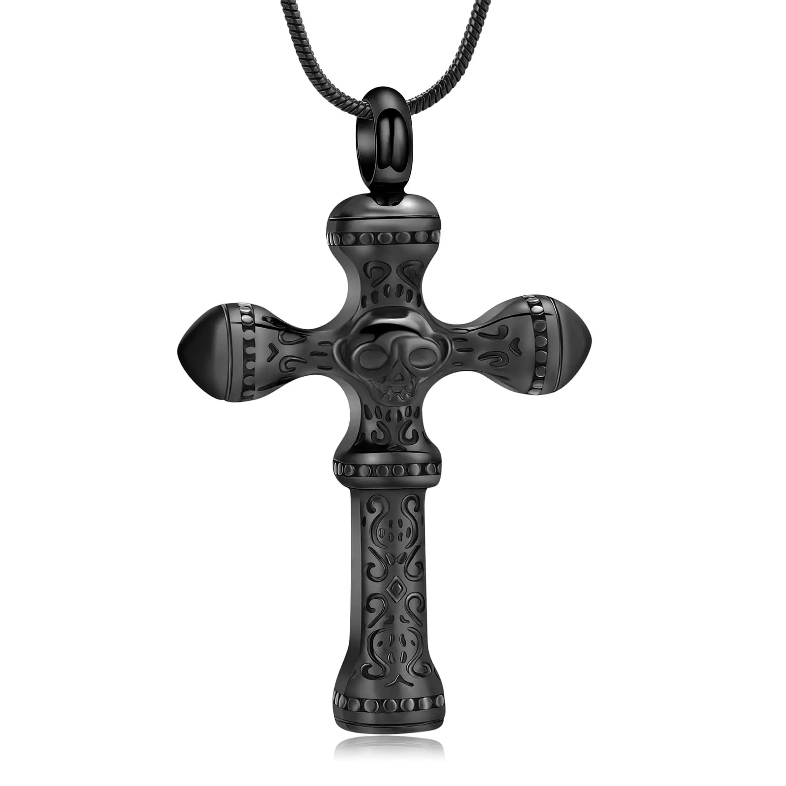 

Skull Cross Urn Necklace Cremation Jewelry for Ashes Stainless Steel Memorial Pendant Human Funeral Keepsake Gift for Men Women