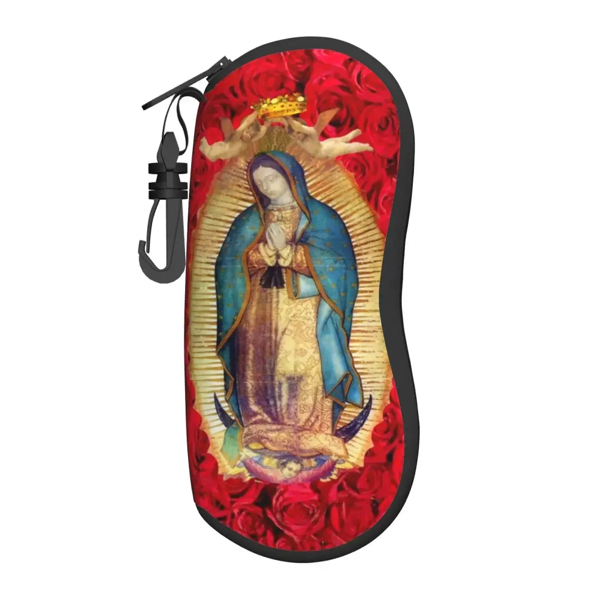 Guadalupe Virgin Mary With Flowers Shell Eyeglasses Protector Cases Cute Sunglass Case Catholic Glasses Pouch