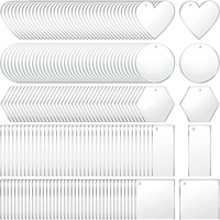 10PCS Clear Keychains Transparent Acrylic Circle Heart Square Rectangle Hexagon Shaped Star for Keychain Pendant DIY Crafts