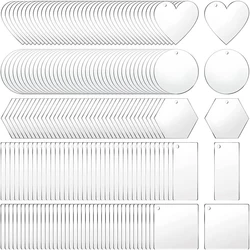 10PCS Clear Keychains Transparent Acrylic Circle Heart Square Rectangle Hexagon Shaped Star for Keychain Pendant DIY Crafts