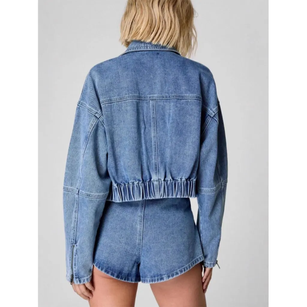 

Женская свободная короткая джинсовая куртка с высокой талией, осень-зима 2023, модная тонкая верхняя одежда в европейском и американском стиле