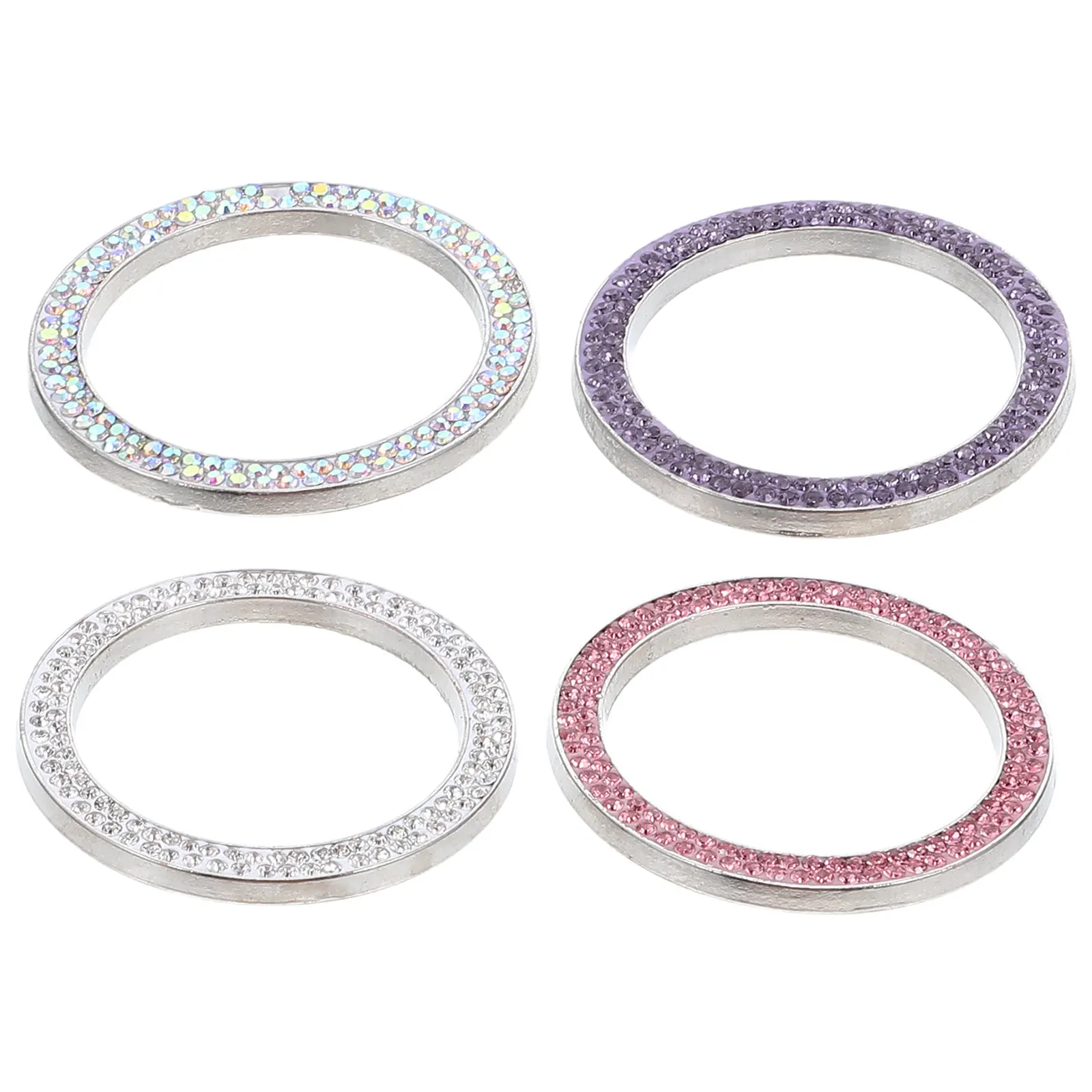 4Pcs Car Start Button Decoration Sparkly Rhinestone Push Start Cover Engine Ignition Protector Universal Car Interior