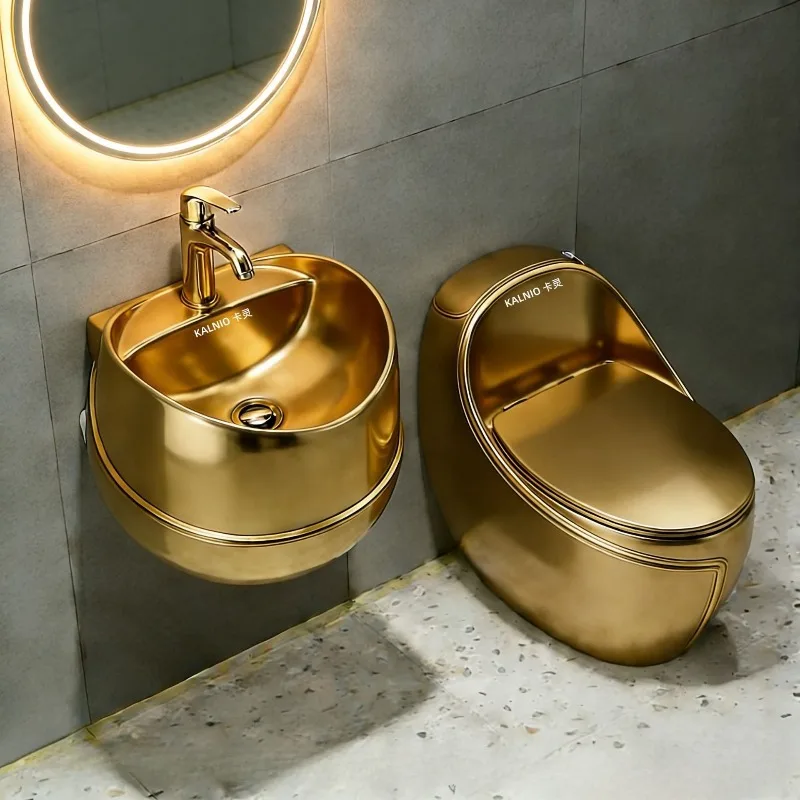 New export toilet wooden frame foreign trade high-grade gold toilet electroplated