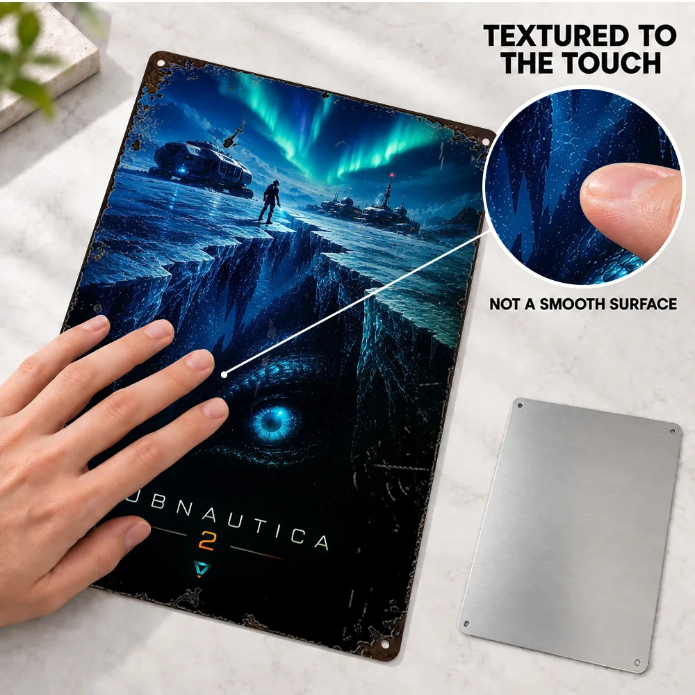 Subnautica 2 Frozen Ocean Aluminum Poster Personalized Metal Sign Arctic Fantasy Wall Art For Games Lounge Player Birthday Gift