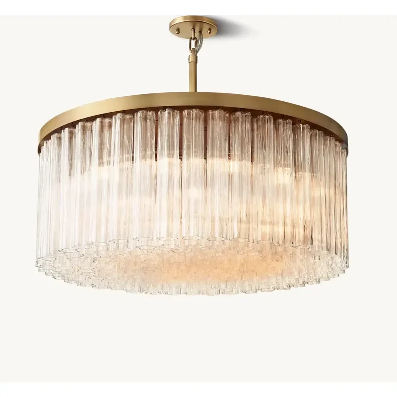 American Retro Luxury Crystal Chandelier Modern Ceiling Lamp for Dining Room Bedroom Villa High Duplex Home Decor Lighting