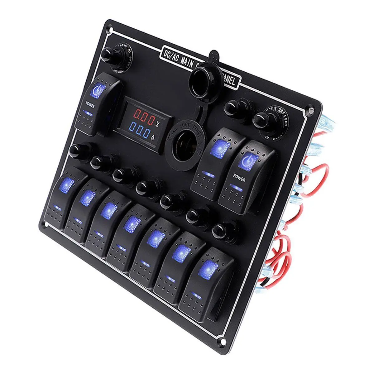 

10 Speed LED Panel Switching Panel Switch Voltmeter For Car Boat 12V Obd2 Car Accessories