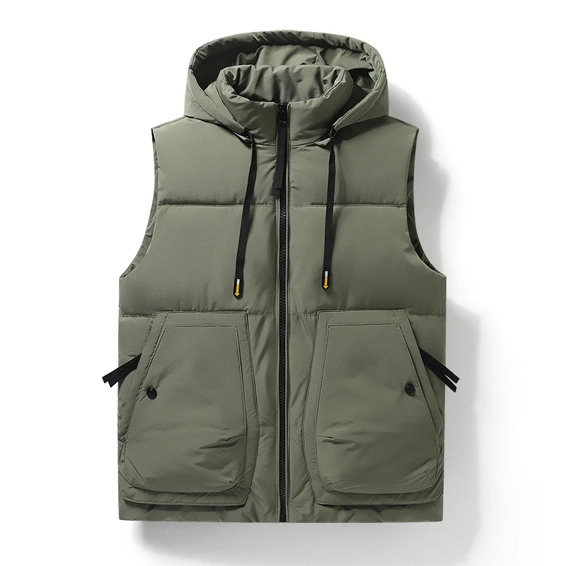 

Winter Men's Workwear Vest Jacket Thickened Warm Down Cotton Vest Men's New Trendy Solid Color Vest Jacket Windproof Cotton Vest