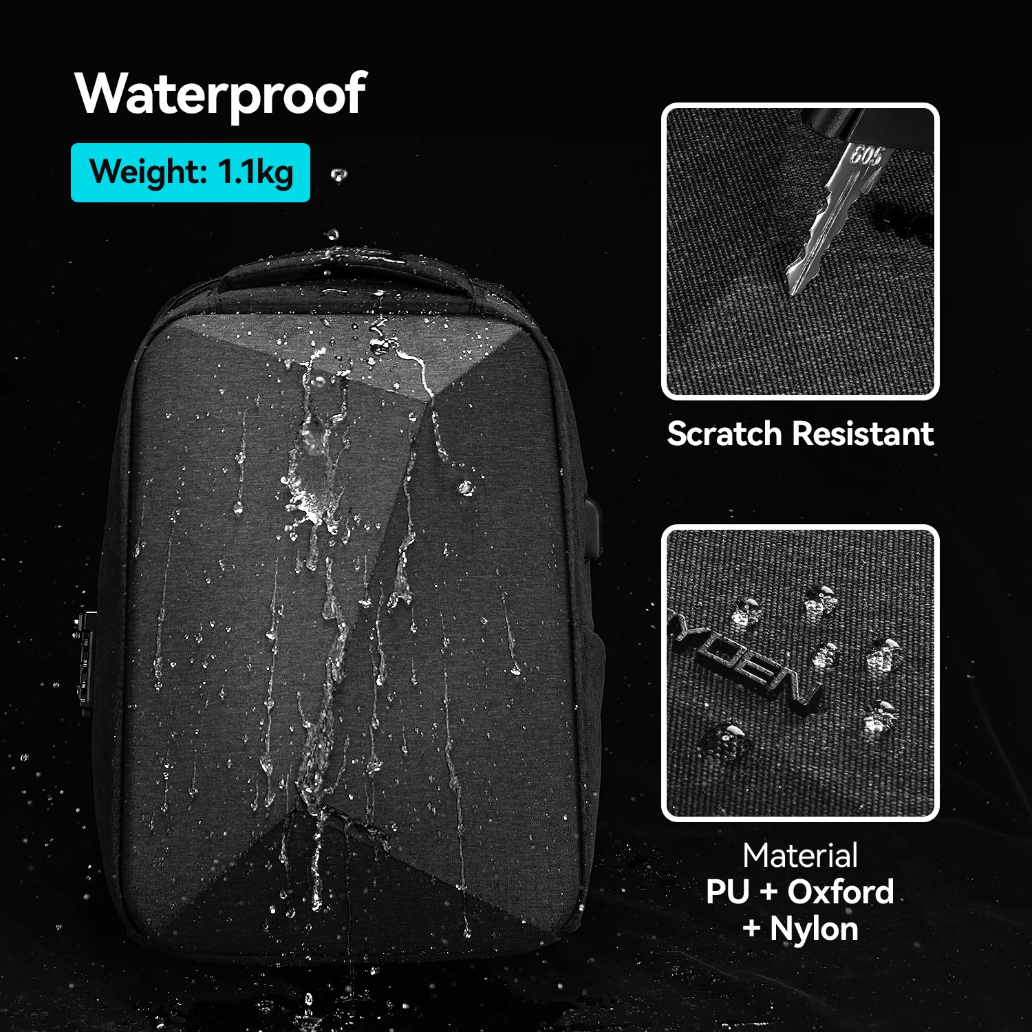 Mark Ryden Men Backpack Business Multifunctional Anti-theft Waterproof Laptop Backpacks Hard Shell USB Charging Bag