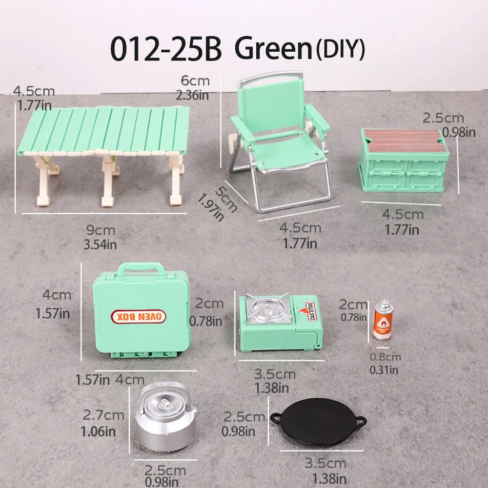 Poppenhuis Speelgoed Simulatie Mini Outdoor Camping Picknick Set Klapstoel Kachel Miniatuur Meubelaccessoires Model Decoratie