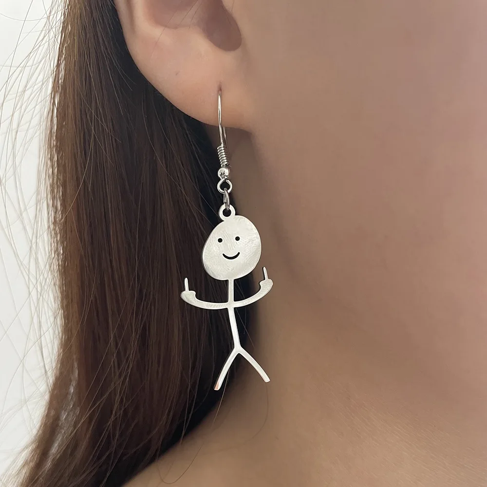 EM065 New Personality Cartoon  Smiling Face Alloy  Drop Earring  Jewelry Wholesale