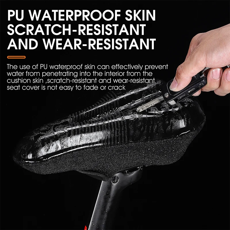 WEST BIKING Waterproof Soft Gel Bicycle Saddle Cover Comfort Memory Foam Non-Slip Wear-Resistant PU Leather 3D Bike Seat Cover