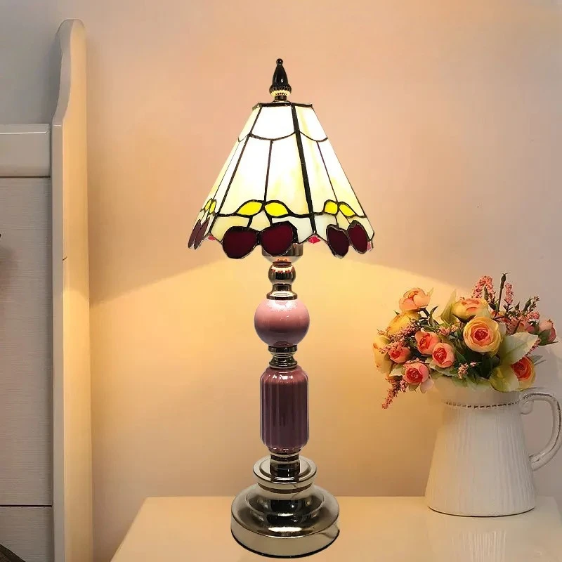 French Colored Glaze Lampshade Floor Lamps Living Room Study Room Bedroom Bedside Art Home Illumination Decor LED Standing Light