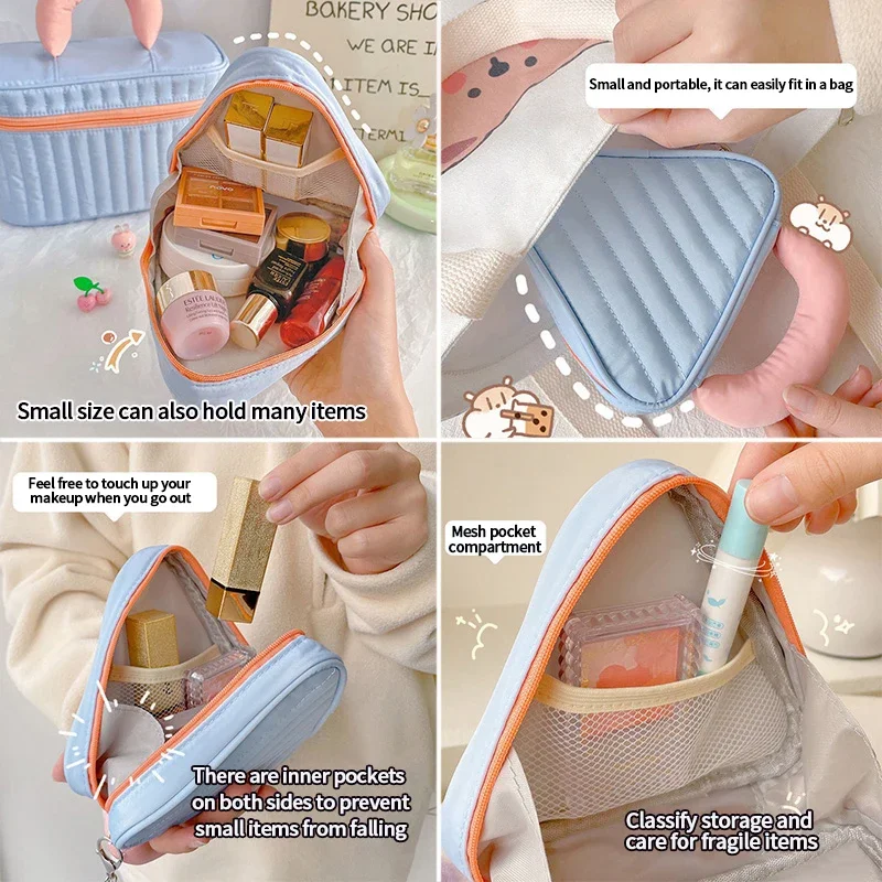 Women Makeup Bag Travel Cosmetic Bag Mini Triangle Toiletries Pouch Organizer Zipper Kawaii Beauty Case Bolsos De Maquillaje New