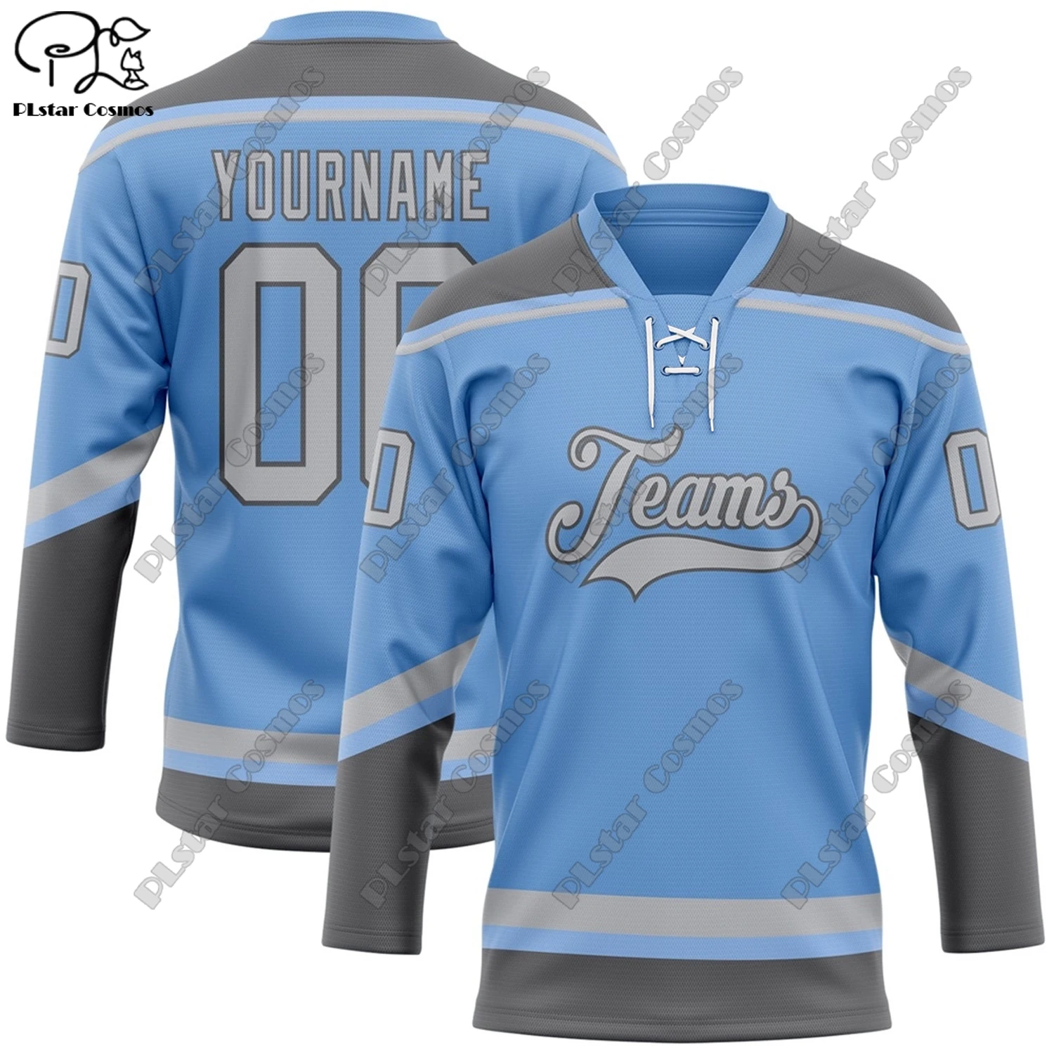 New Lace-Up Hockey Jersey Color Series V-Neck Long Sleeve Personalized 3D Printed Casual Sports Shirt Team Gift X-57