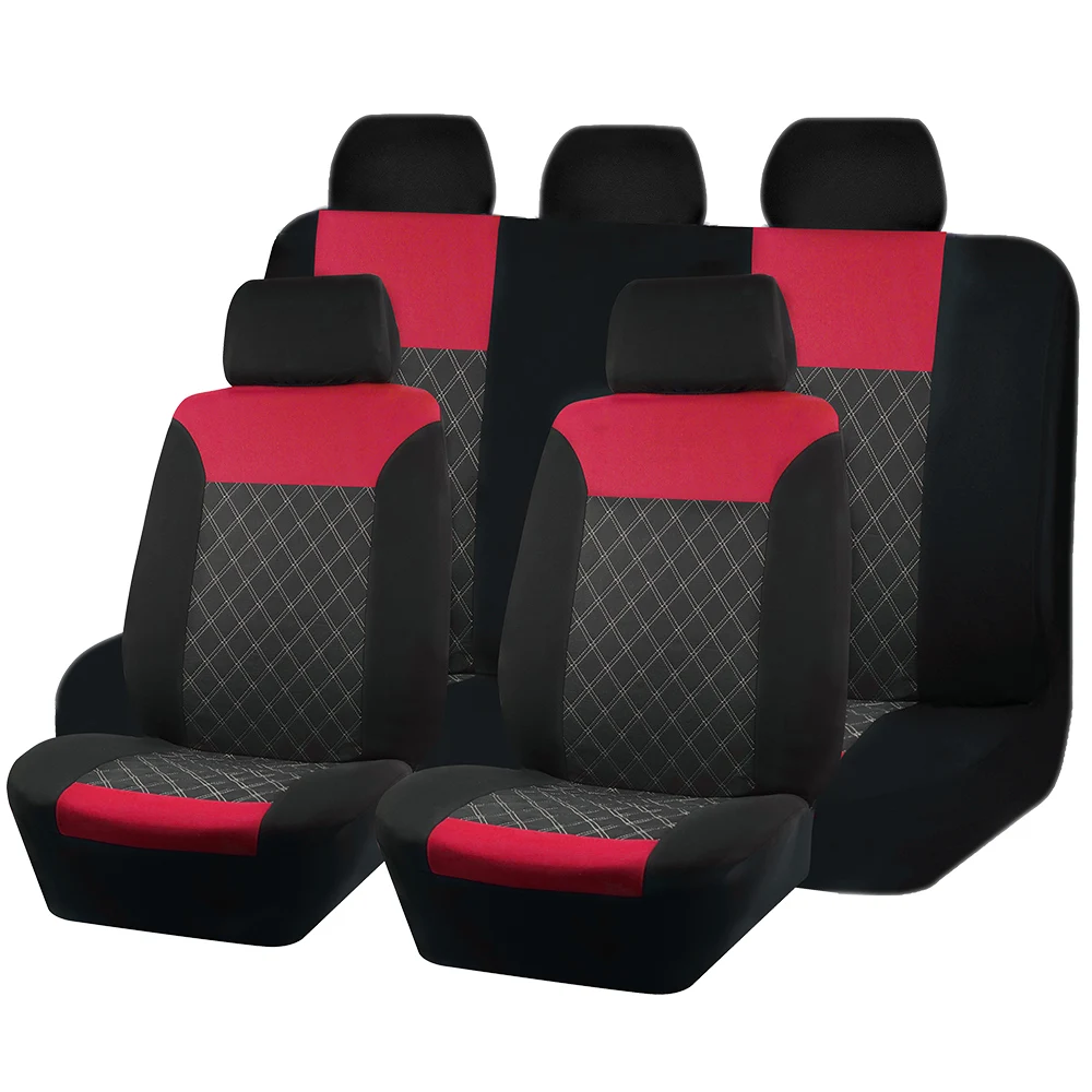 

Red Universal Polyester Fabric Car Seat Covers Fit For Most Car SUV Truck Car Accessories Interior Quilting Design Seat Cushion