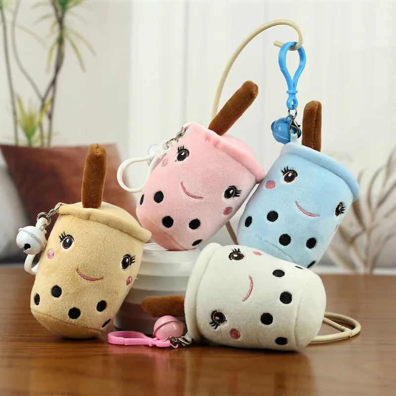 Leite Tea Cup Pendant Keychain, Plushies criativos recheados macios dos desenhos animados, brinquedos bonitos do luxuoso, presentes da mochila, Kawaii