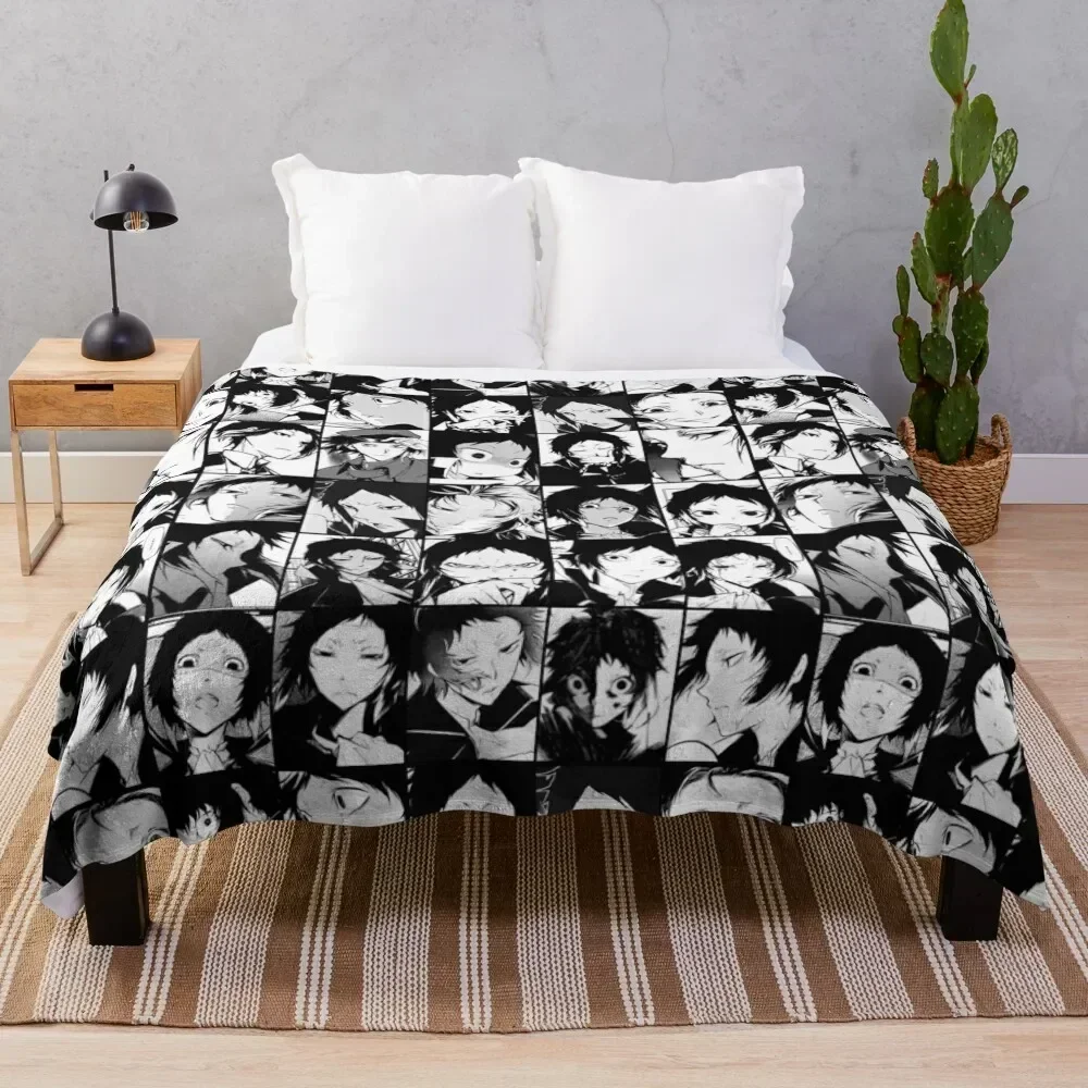 Akutagawa Ryunosuke- collage black and white version Throw Blanket Sofas Single Kid'S Flannels Blankets