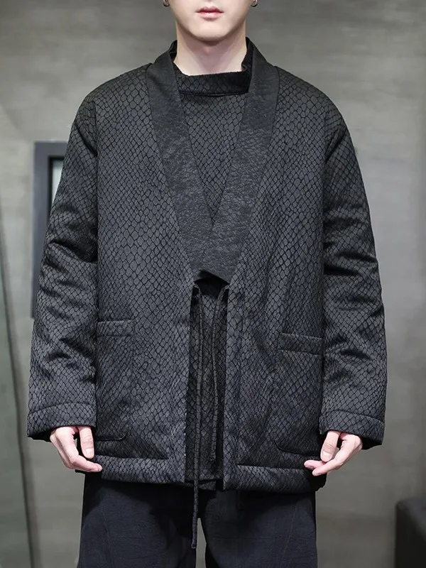 

Thiened Cotton Padded Men's Retro Hanfu New Chinese Sle Cotton Jaet Outerwear Winter Casual Long Sve Traditional Cos...