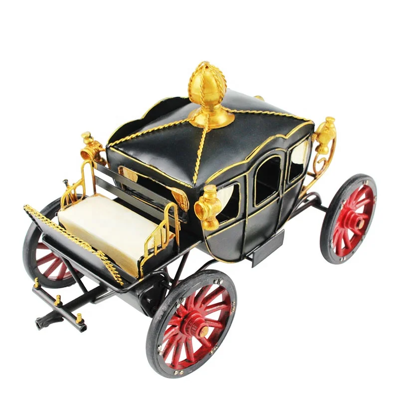 

Horse-drawn two-wheeler retro court classic carriage 100% handmade tin model