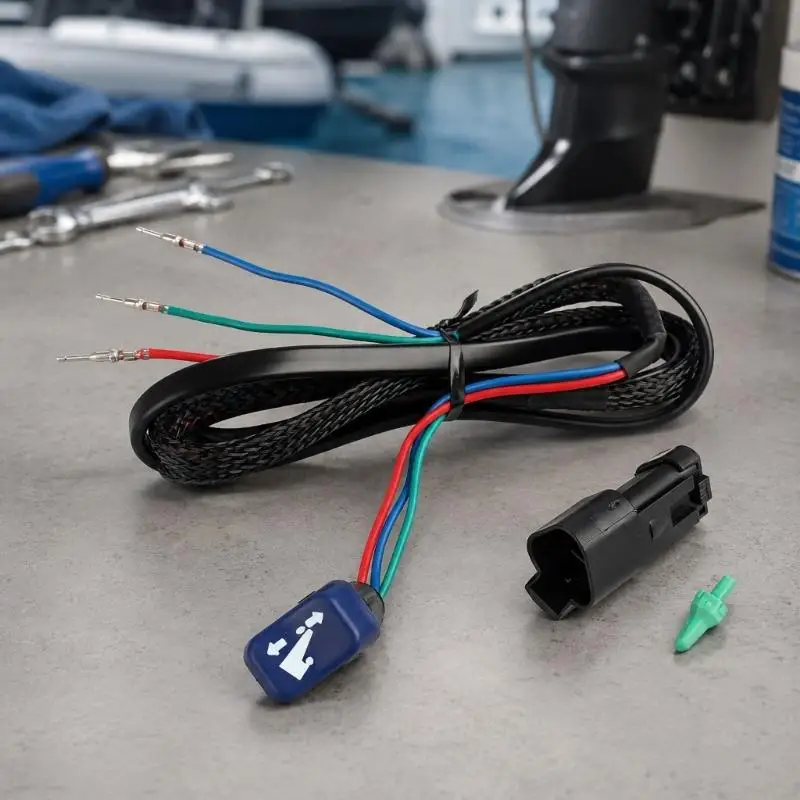 M76E Raise and Lower Control Wiring Harness with Directional Marking, Color-Coded Leads, Braided Outer Sleeve, and Locking