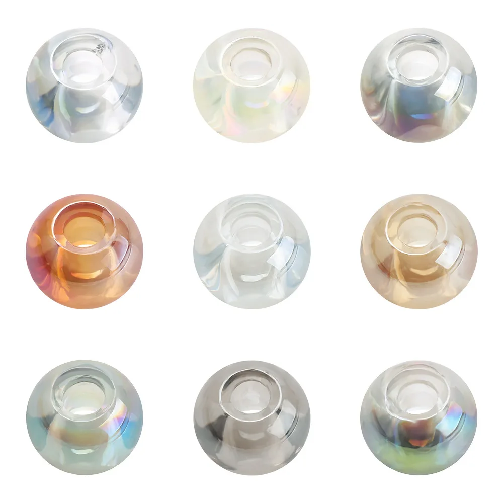 50pcs Glossy Large Hole Beads 3mm Hole Crystal Beads Scattered Beads DIY Ornament Accessories Magic Color Glass Bead