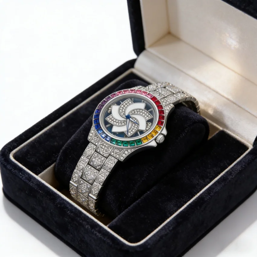 new-model-high-end-elegant-fashionable-women's-men-watch-with-transparent-case-back-rhinestone-embellishments-with-rotating-dial