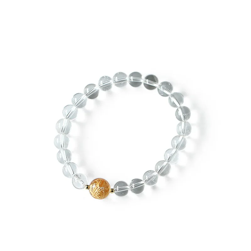 2026 Unique Obsidian White Crystal Bracelet with Gold Embossed Dragon Beads Lucky Prayer Jewelry for Men Women Couples Gifts