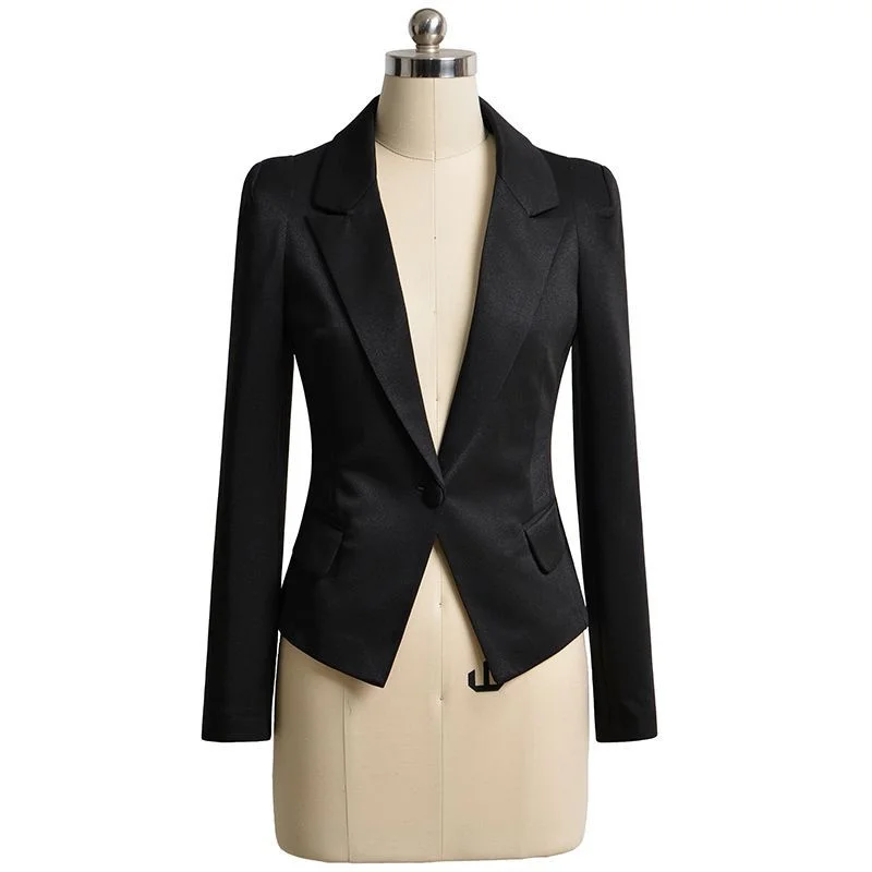 Small Suit Women 2024 Spring Autumn, Slim Waist, Professional Black Suit Jacket Female Small stature Short Elegant Blazer Top