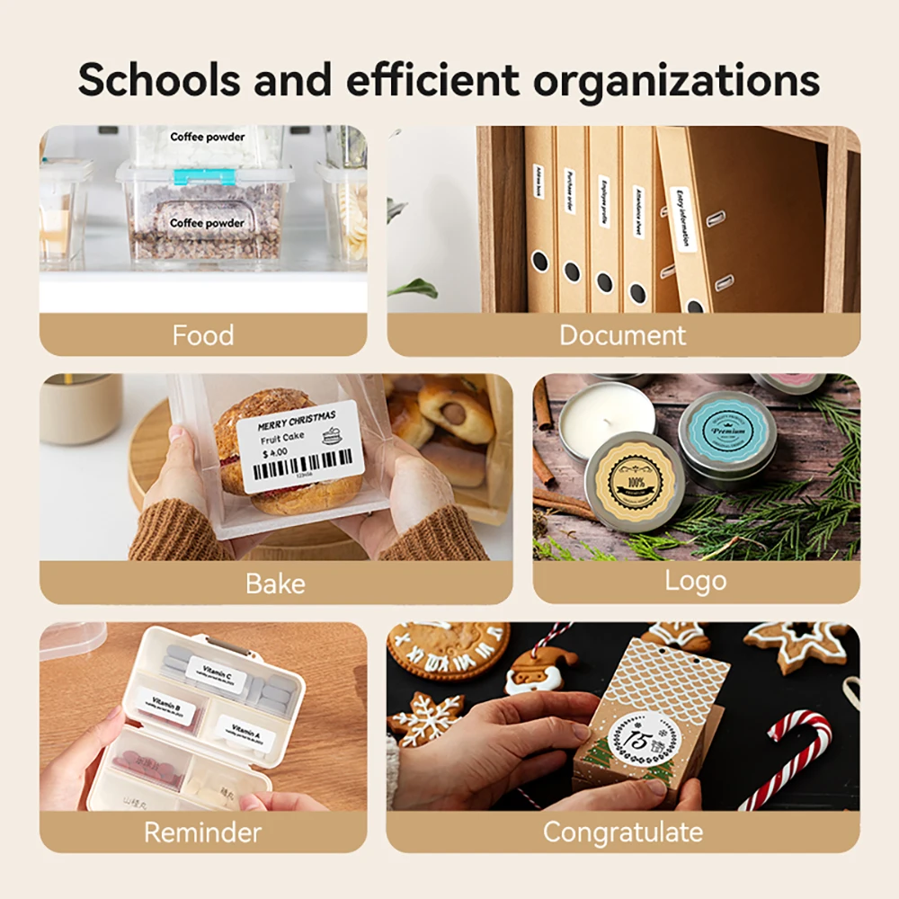 Niimbot B21 Label Maker Tag Price Portable Thermal Label Printer with White/Transparent/Color/Round Labels for Bakery/Business