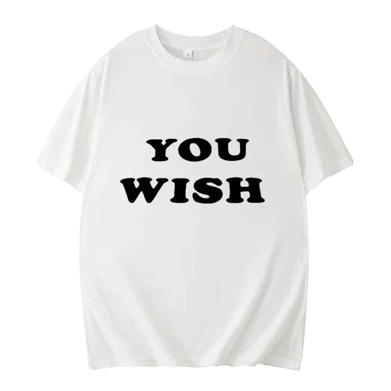 Y 2k You Wish European and American Street Style Summer T-Shirt, Aesthetic Retro Letter Print,  Short Sleeves, Women's Short Top