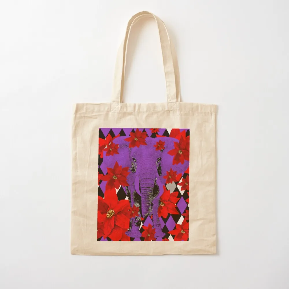 

ELEPHANT BOLD RED AND PURPLE Tote Bag Lady bags Women bags Canvas Tote Bag