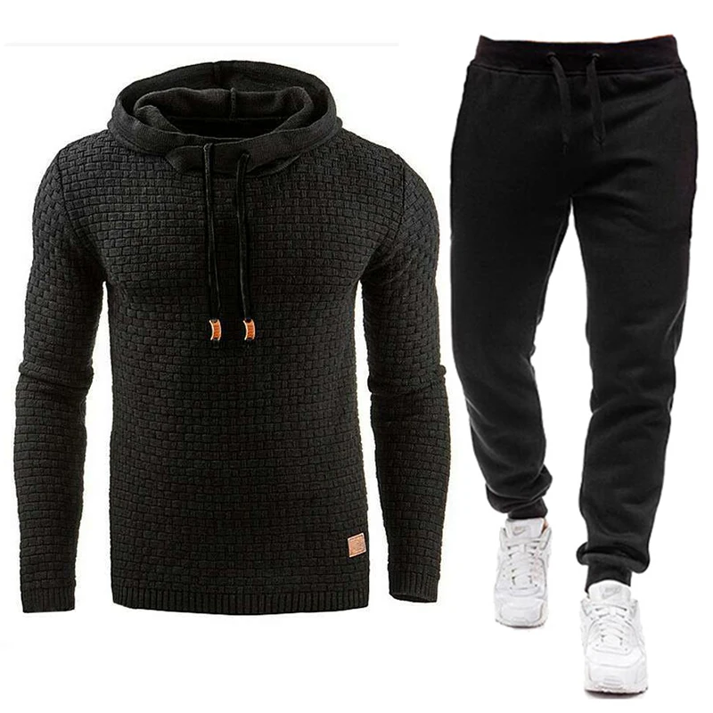 Spring Autumn Men Tracksuit Casual Set Male Joggers Hooded Sportswear Jackets+Pants 2 Piece Sets Hip Hop Running Sports Suit 3XL