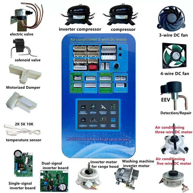Multipurpose Refrigerator and Air Conditioner Testing Tool for Inverter Compressor Expansion Valve and DC Fan Detection