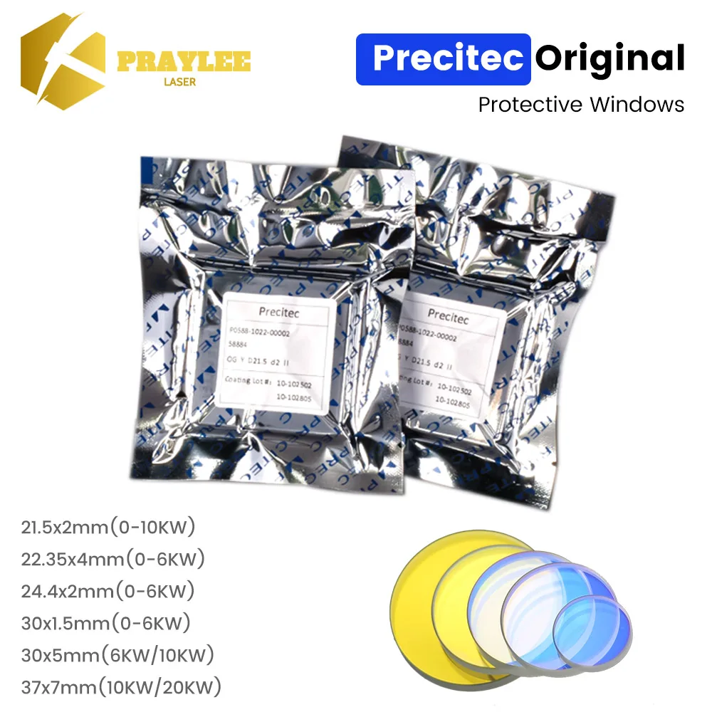 

Praylee Original Precitec Laser Protective Lens 37x7 22.35x4 21.5x2 For Fiber ProCutter Lightcutter SolidCutter Raycus Machine