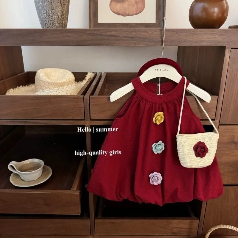 

New Arrival Toddler Girl Holiday Vibe Camisole Dress, Brightening Skin Tone Bubble Skirt, Kids Fashion All-match Princess Gown
