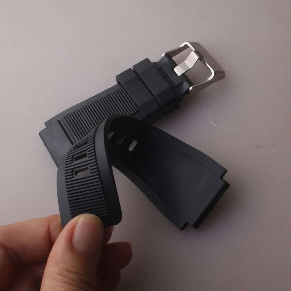 محدب ينتهي سيليكون حزام ساعة مطاطي لسلسلة الجرس BR01 BR03 الرجال حزام الساعات سوار مقاوم للماء حزام روس الأسود 34 العروة 24 مللي متر