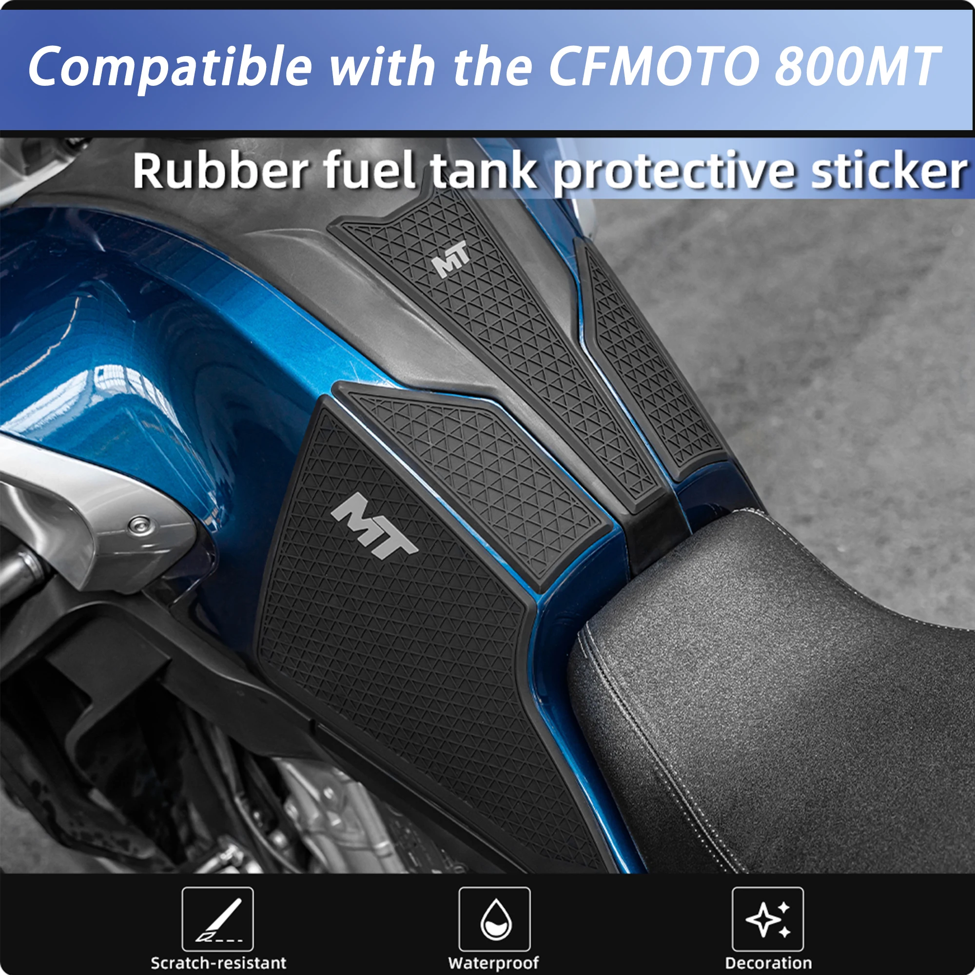 Motorcycle Fuel Tank Rubber Sticker Compatible with CFMOTO 800MT Upgraded Thickened Tank Pad Waterproof Adhesive Mod Parts